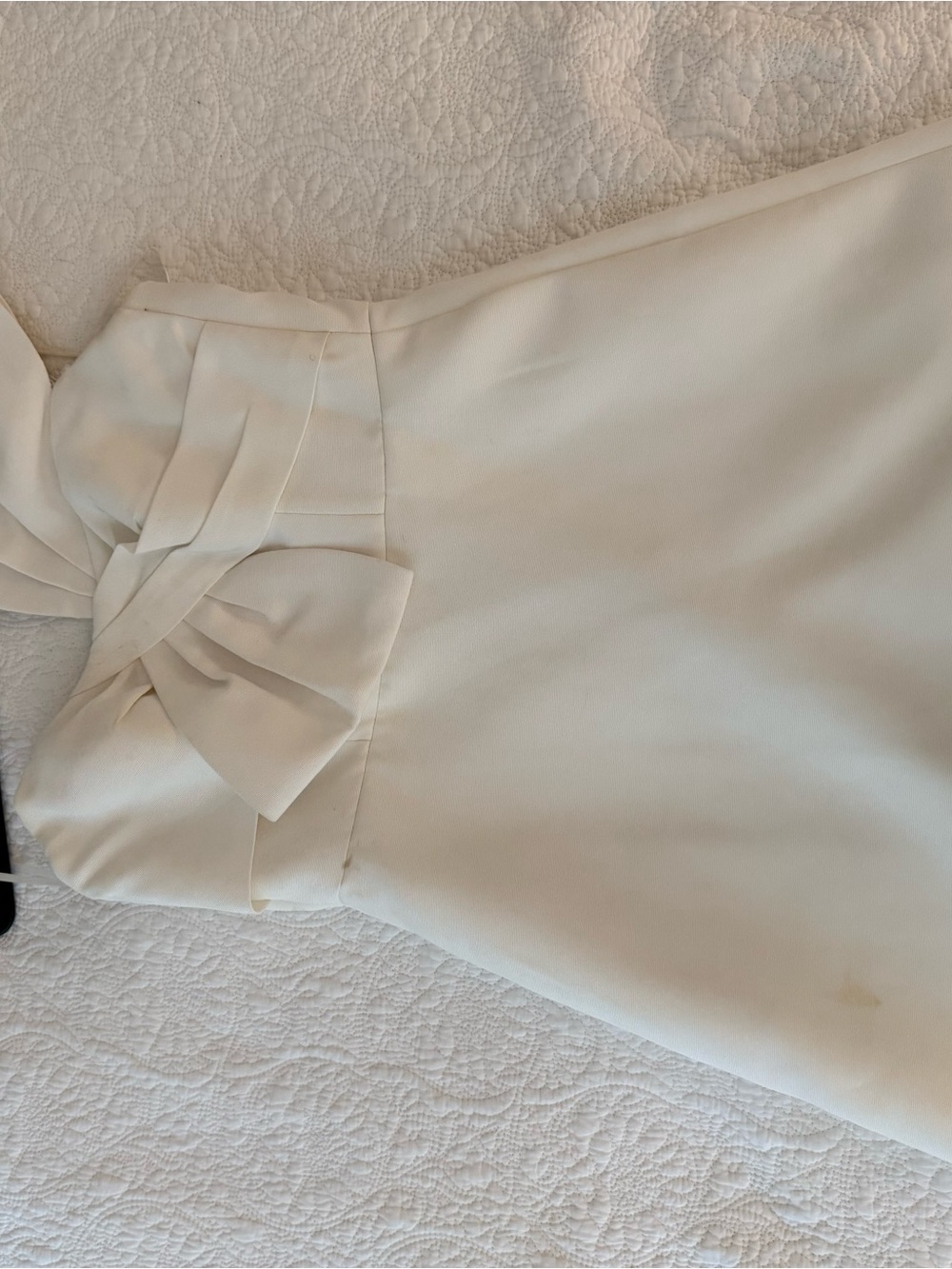 Jenny Yoo Cream Mini Dress with Decorative Bow